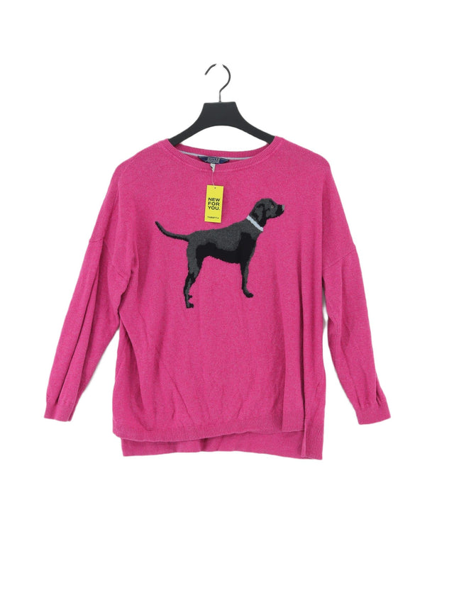 Joules Women's Jumper UK 14 Pink Cotton with Other, Polyamide, Silk, Viscose