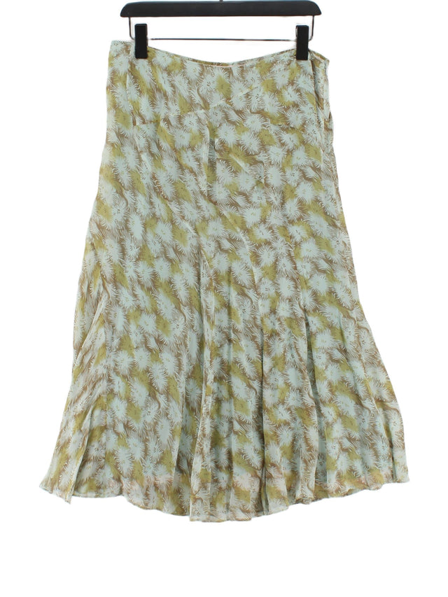 Nicole Farhi Women's Midi Skirt UK 14 Green Silk with Rayon