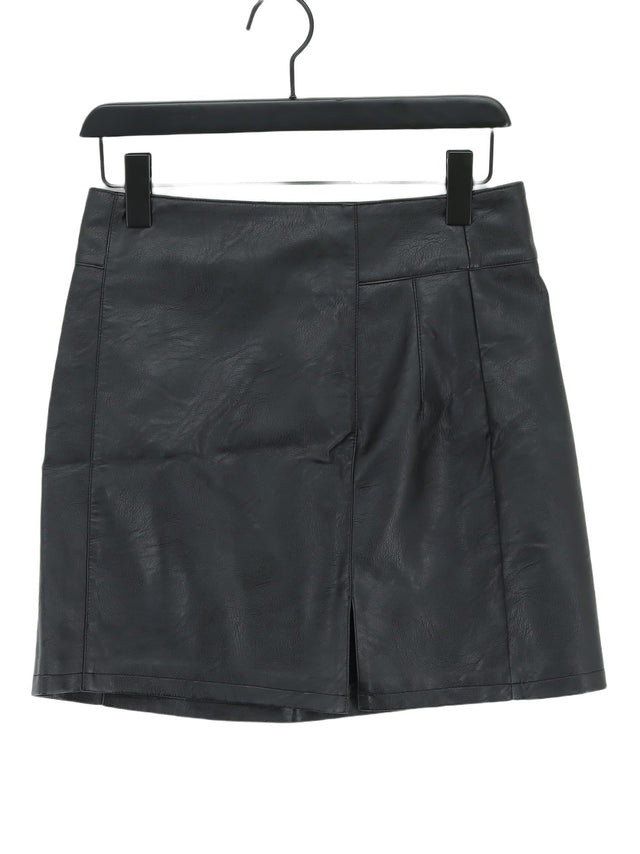 Topshop Women's Mini Skirt UK 10 Black Polyester with Cotton, Viscose