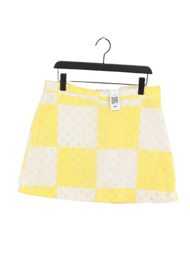Topshop Women's Mini Skirt UK 16 Yellow Cotton with Elastane, Polyester, Viscose