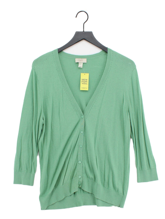 Loft Women's Cardigan XL Green Cotton with Viscose