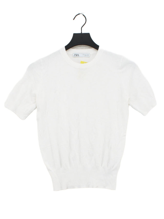 Zara Women's Top S White Viscose with Elastane, Nylon