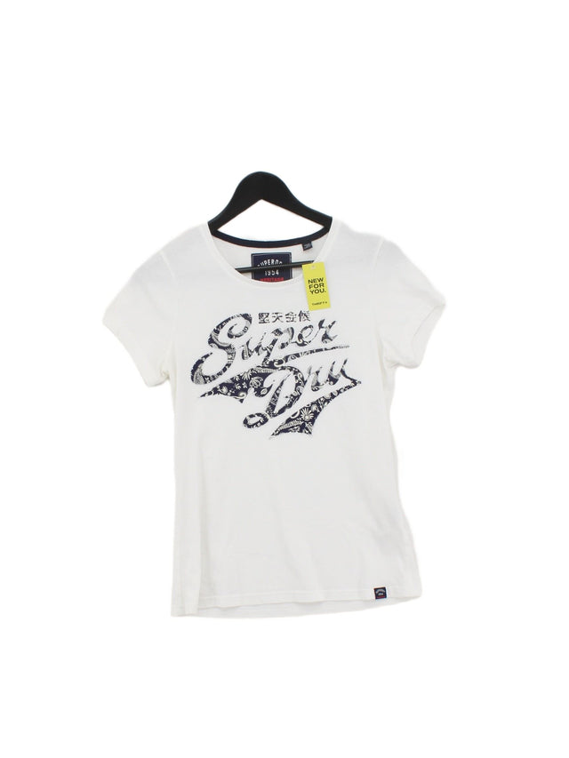 Superdry Women's T-Shirt UK 12 White 100% Cotton