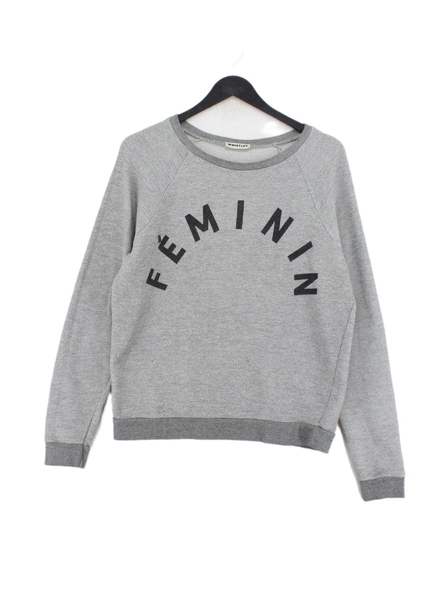 Whistles Women's Jumper UK 8 Grey Cotton with Polyester