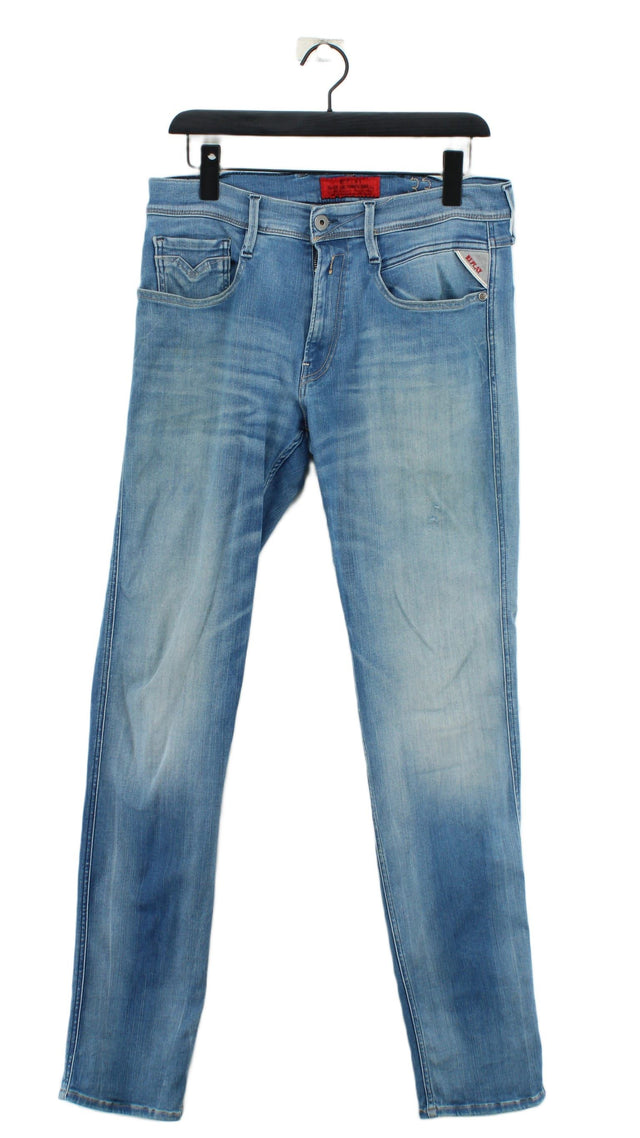 Replay Men's Jeans W 33 in; L 32 in Blue Cotton with Elastane, Polyester