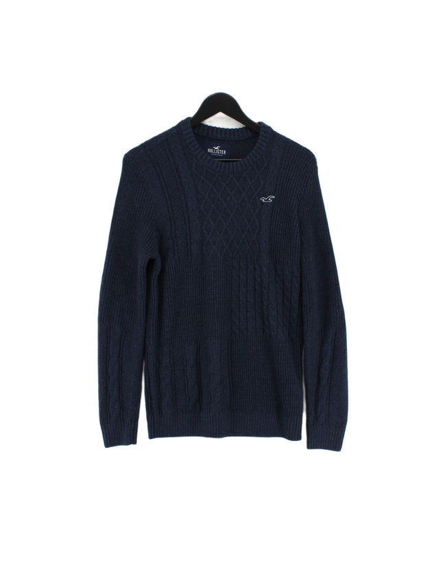 Hollister Men's Jumper S Blue Cotton with Polyester