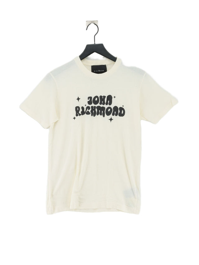 John Richmond Men's T-Shirt S Cream 100% Cotton