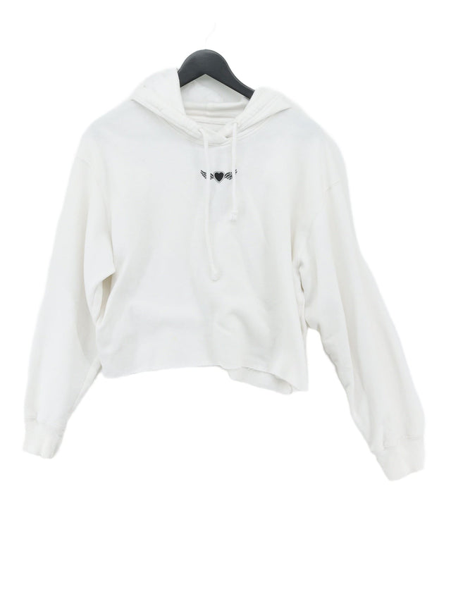 Hollister Women's Hoodie L White Cotton with Polyester