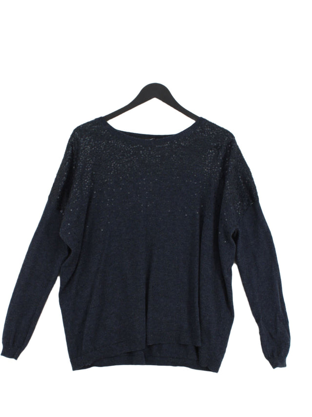 The White Company Women's Jumper M Blue Wool with Cashmere