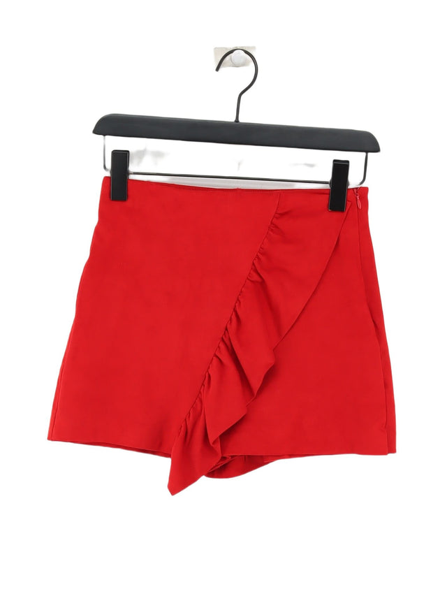 Zara Women's Mini Skirt S Red Polyester with Elastane