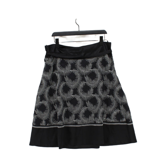 Monsoon Women's Midi Skirt UK 18 Black Linen with Other, Silk