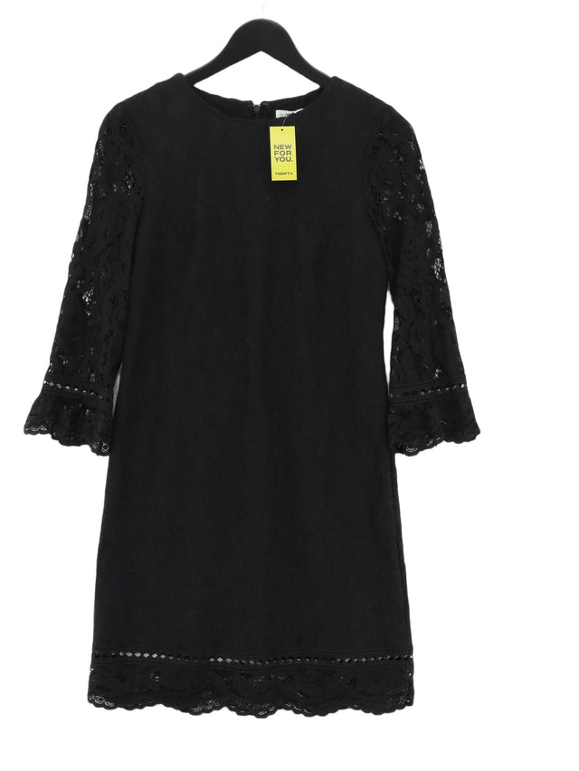 Warehouse Women's Midi Dress UK 8 Black Cotton with Polyester, Viscose