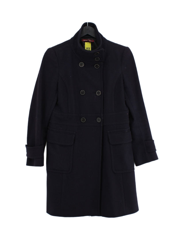 Comptoir Des Cotonniers Women's Coat UK 6 Blue Wool with Polyamide