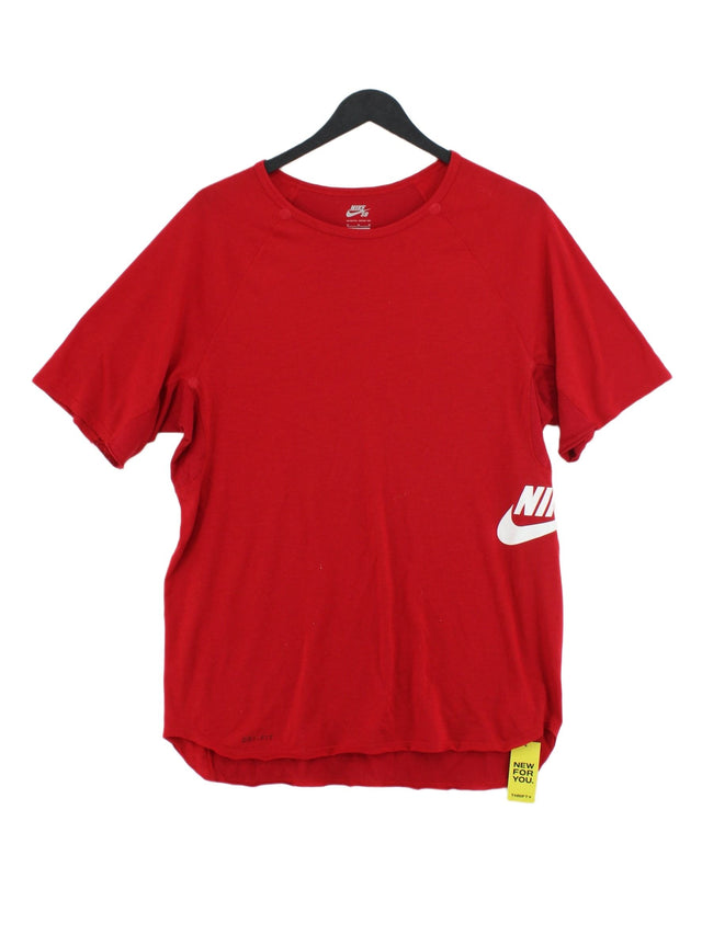 Nike Men's T-Shirt M Red Cotton with Rayon, Viscose