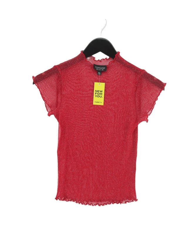 Topshop Women's Top UK 6 Red 100% Other