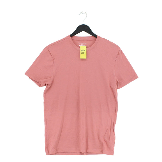 New Look Men's T-Shirt S Pink Cotton with Elastane