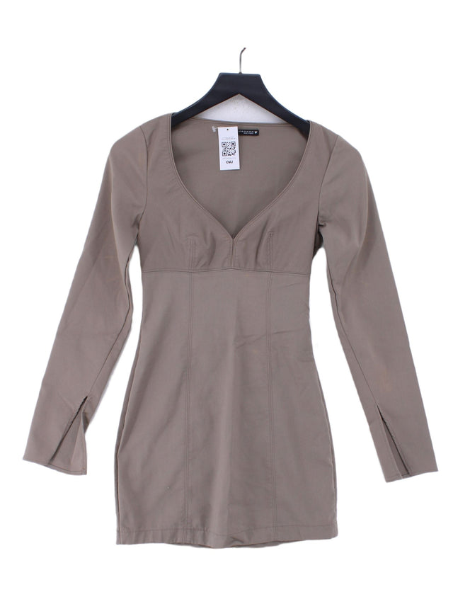 Zara Women's Midi Dress XS Brown Cotton with Elastane, Polyester