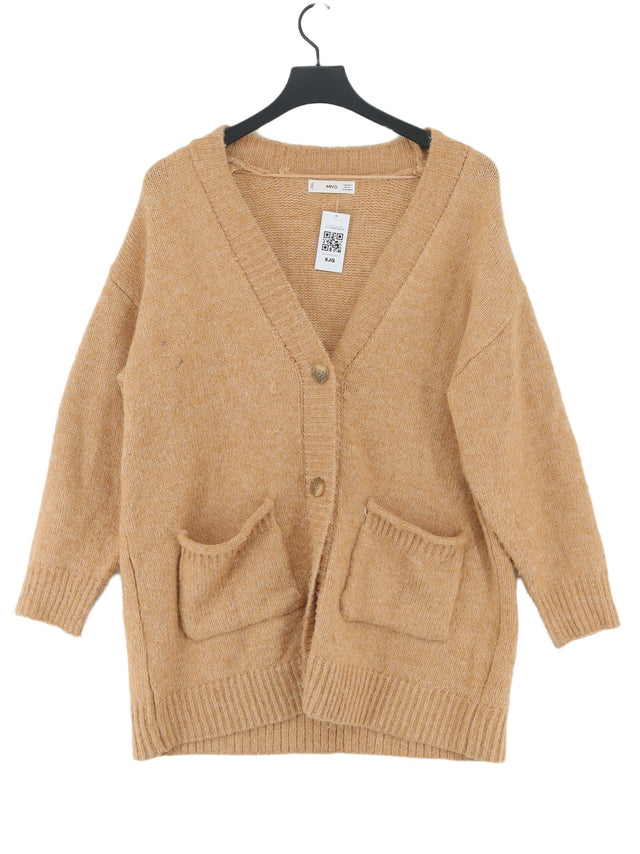 MNG Women's Cardigan S Tan Polyester with Acrylic, Wool
