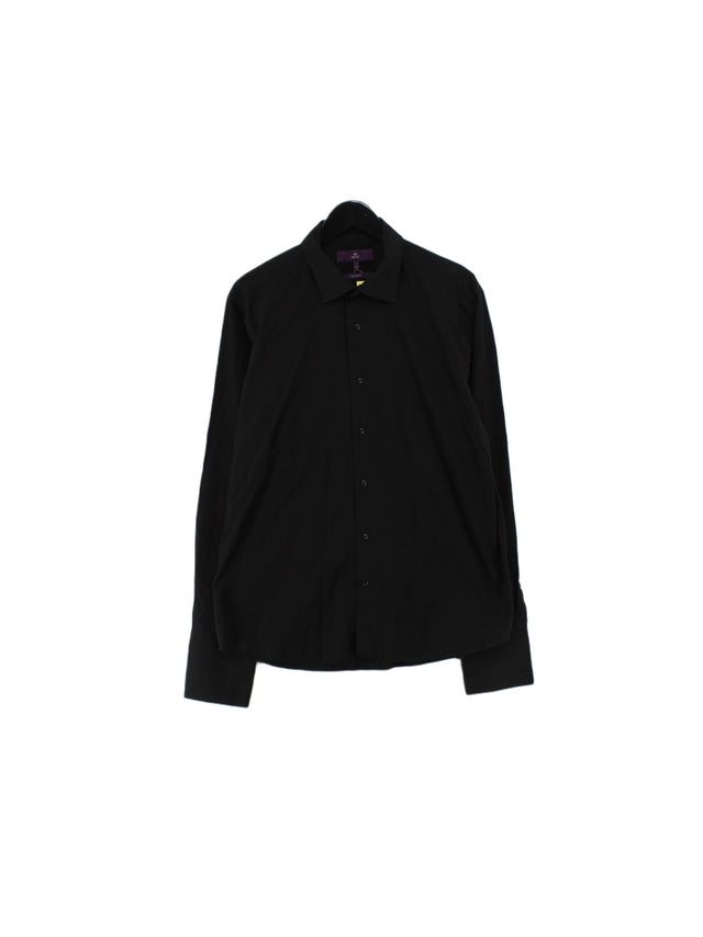 Next Men's Shirt Collar: 17.5 in Black 100% Cotton