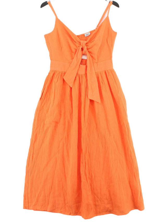 Pimkie Women's Maxi Dress UK 8 Orange Cotton with Polyester