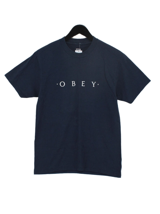 Obey Women's T-Shirt S Blue 100% Cotton