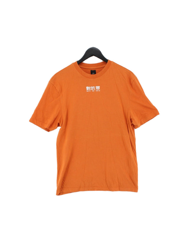 River Island Men's T-Shirt S Orange 100% Other