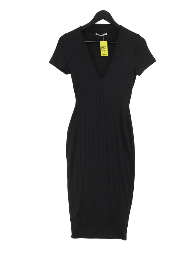 Pull&Bear Women's Midi Dress M Black Polyester with Elastane