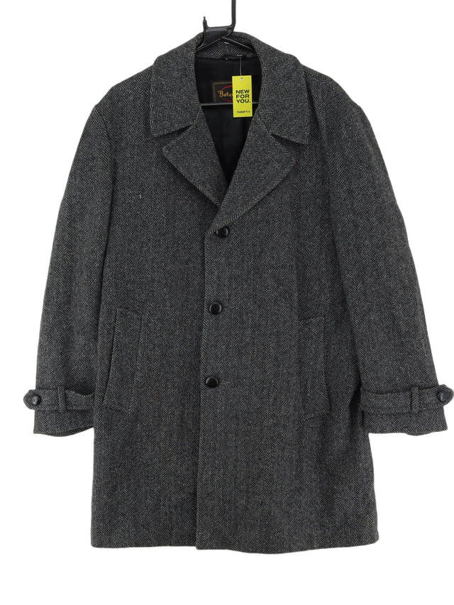 Vintage Men's Coat Chest: 42 in Grey Wool with Nylon