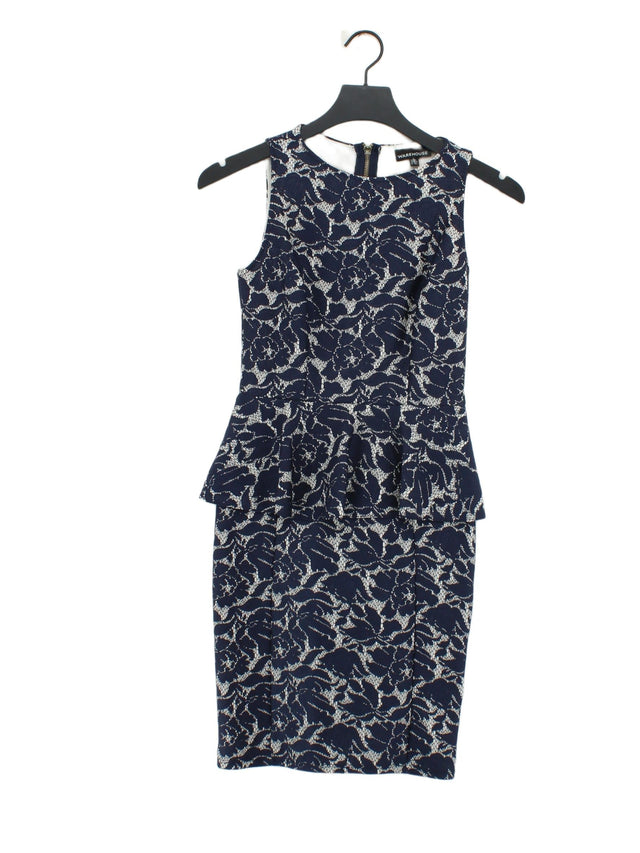 Warehouse Women's Midi Dress UK 6 Blue Polyester with Viscose