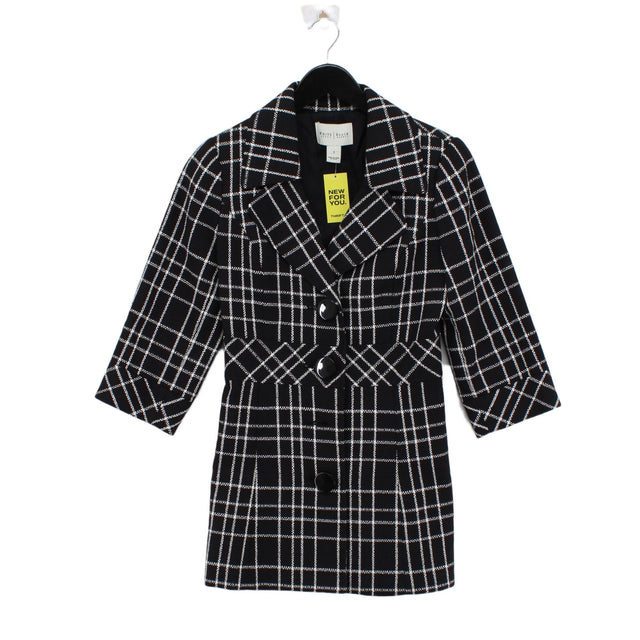 White House Black Market Women's Coat UK 4 Black Cotton with Other