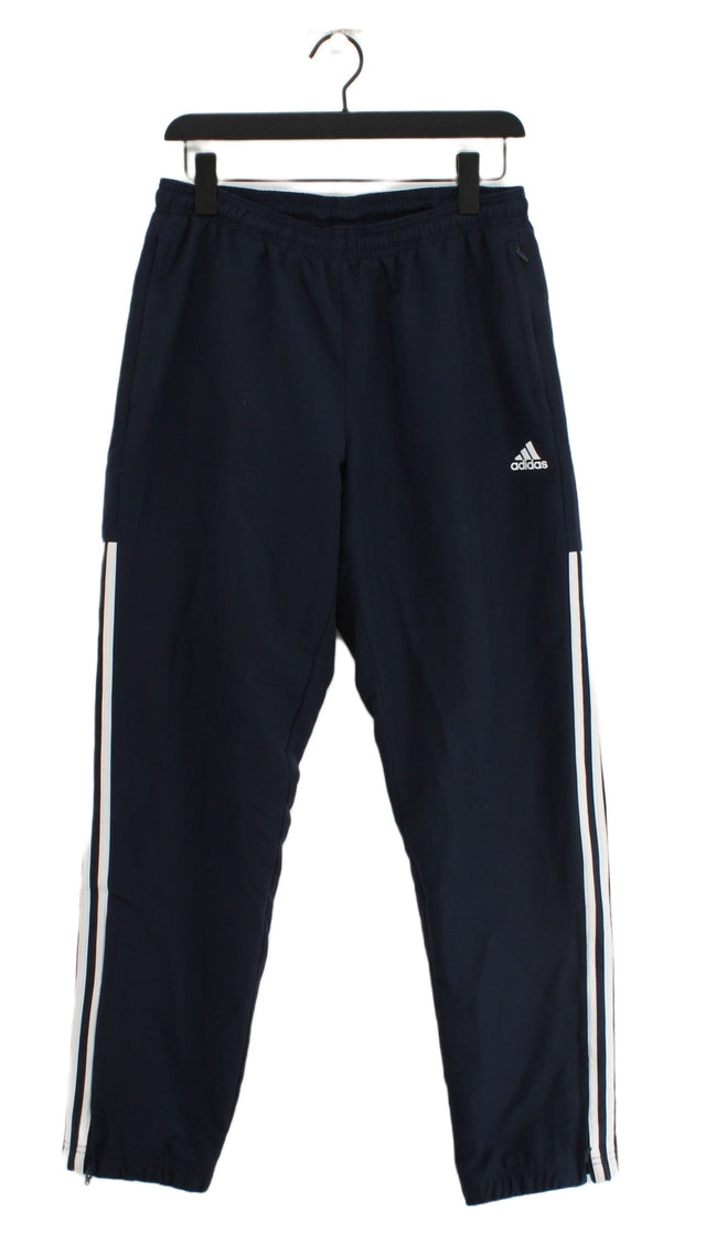Adidas Men's Sports Bottoms M Blue Polyester with Cotton