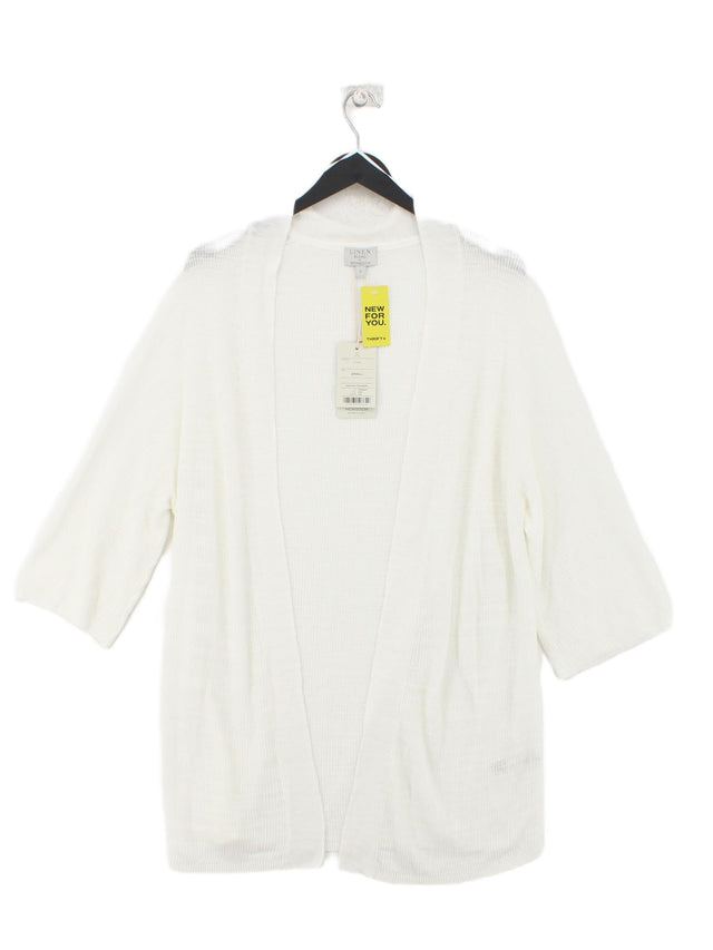 Monsoon Women's Cardigan S White Linen with Viscose
