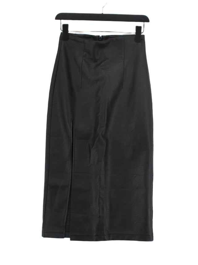 Topshop Women's Midi Skirt UK 8 Black Other with Cotton, Viscose