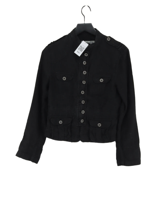 Massimo Dutti Women's Blazer UK 8 Black Cotton with Linen