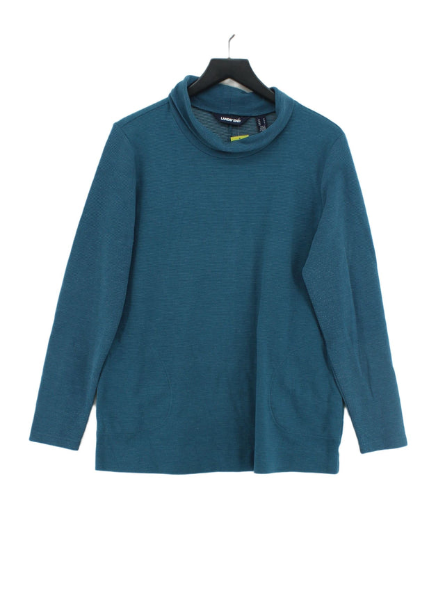 Lands End Women's Jumper M Blue Cotton with Polyester, Spandex