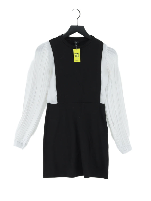 River Island Women's Midi Dress UK 6 Black Polyester with Viscose