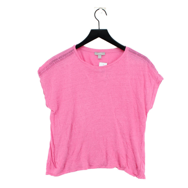 Pure Collection Women's T-Shirt UK 14 Pink 100% Linen