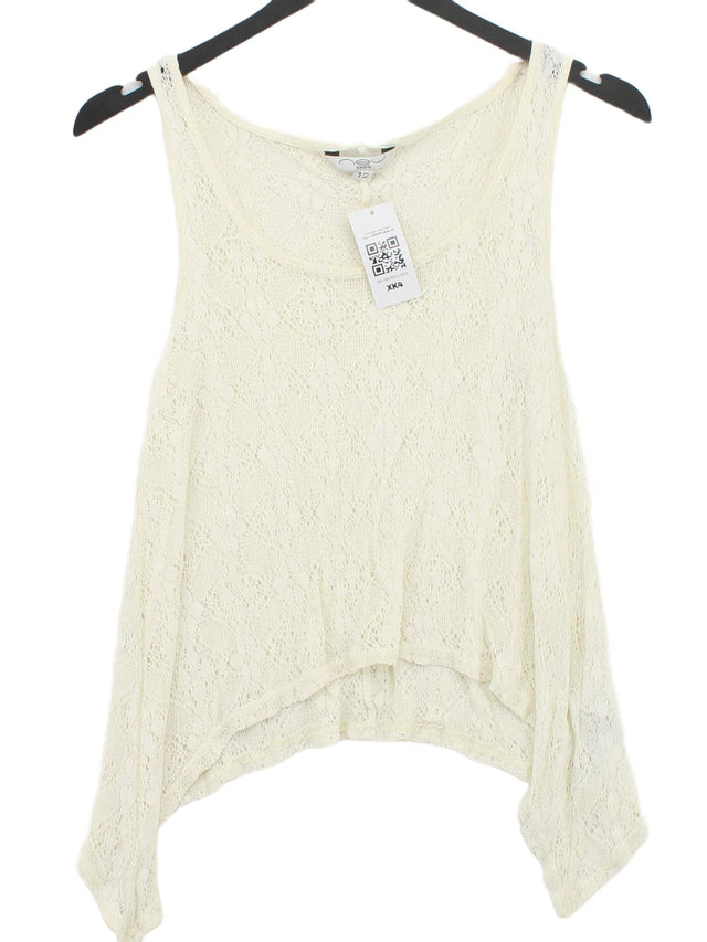 New Look Women's Top UK 12 Cream Viscose with Linen, Polyester