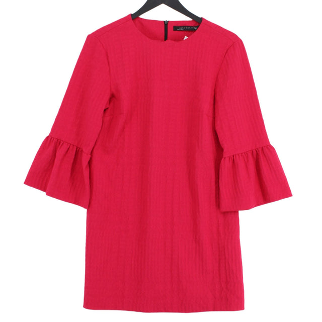 Zara Women's Midi Dress S Pink Polyester with Elastane, Viscose