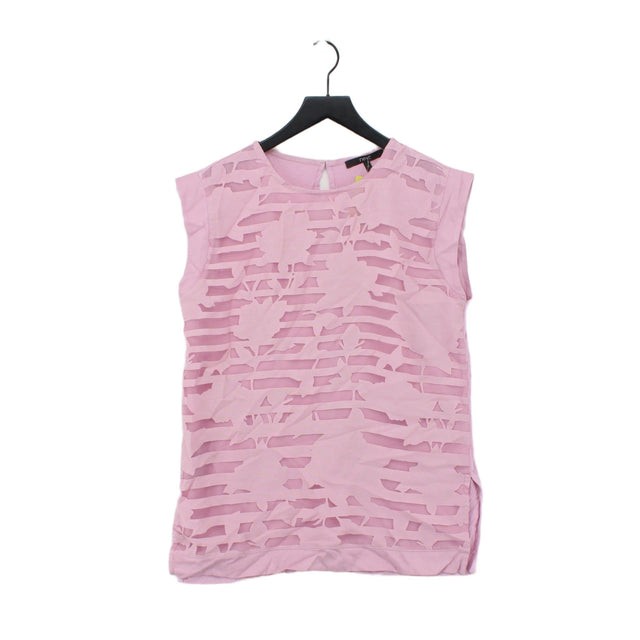 Next Women's Top UK 12 Pink Viscose with Polyester