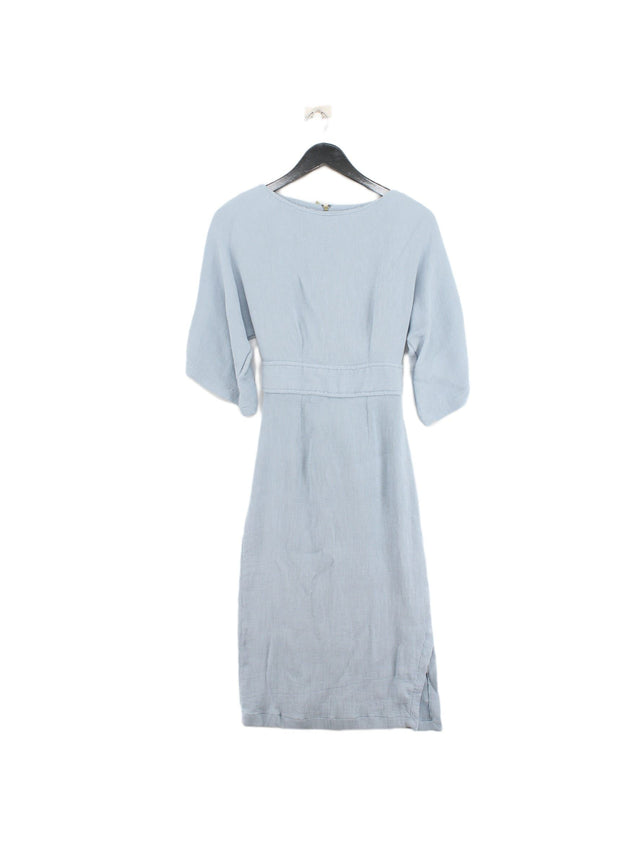 Closet Women's Midi Dress UK 12 Blue Cotton with Viscose