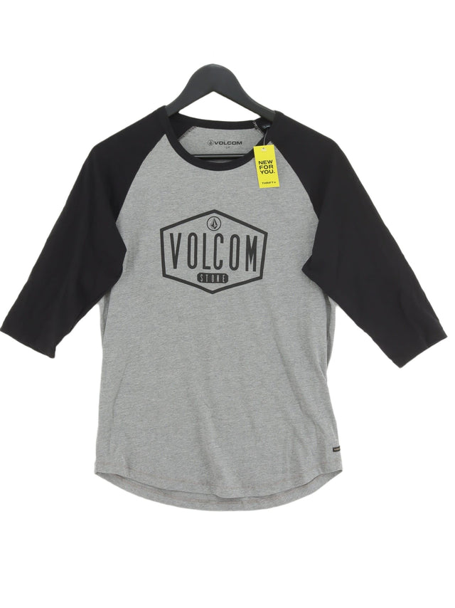 Volcom Men's T-Shirt S Grey Cotton with Polyester