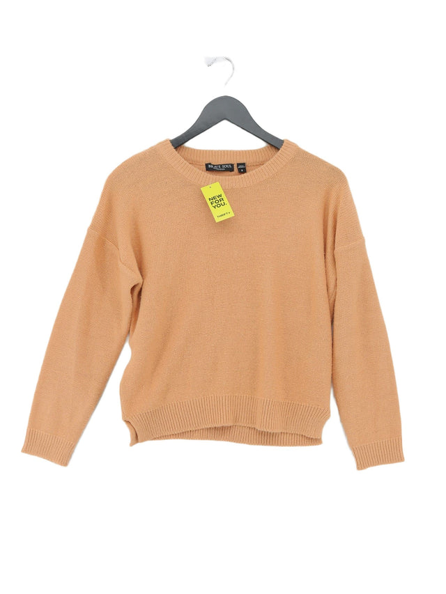 Brave Soul Women's Jumper UK 8 Orange 100% Acrylic