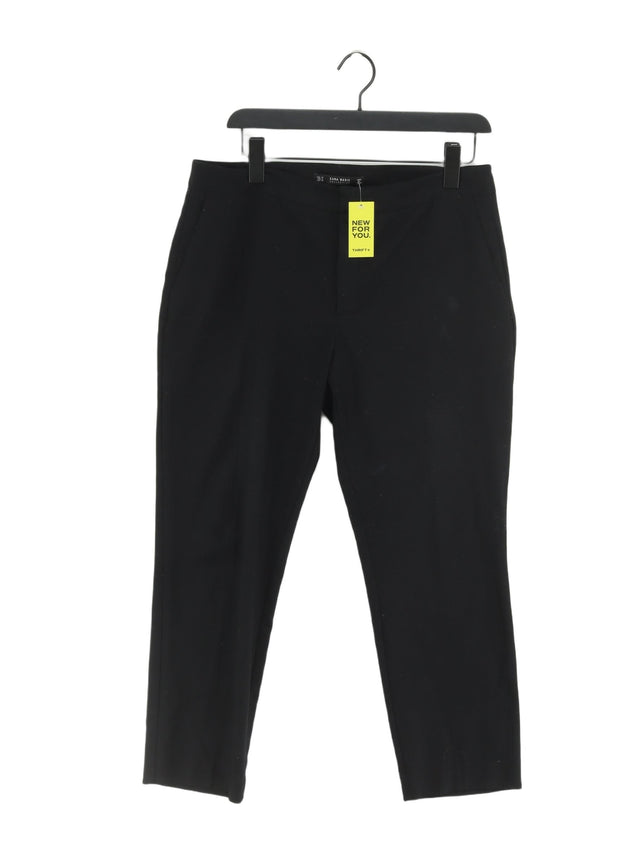 Zara Women's Suit Trousers UK 12 Black Elastane with Polyester, Viscose