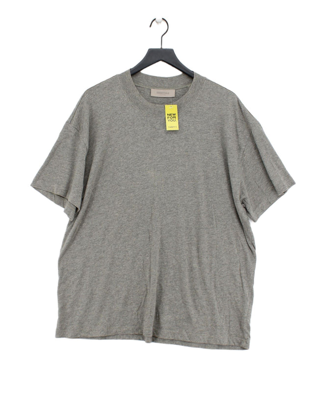 Essentials Men's T-Shirt L Grey Cotton with Elastane, Polyester