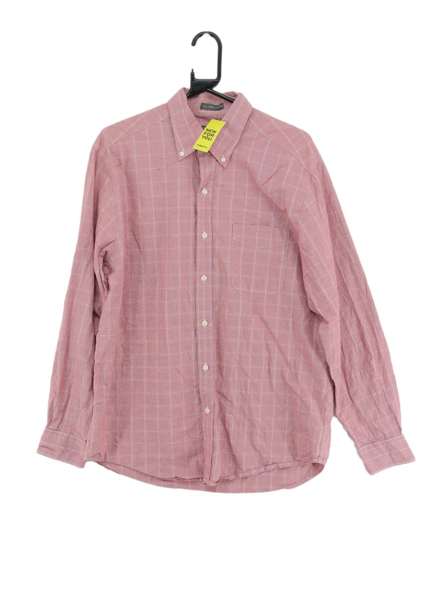 Vintage Lyle & Scott Men's Shirt L Pink 100% Cotton