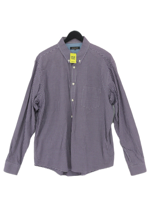 Jaeger Men's Shirt XXL Purple 100% Cotton