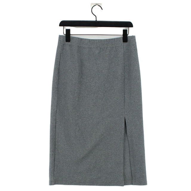 Urban Revivo Women's Midi Skirt UK 14 Grey Cotton with Elastane