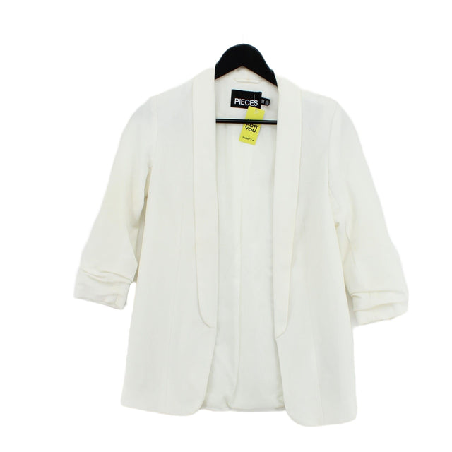 Pieces Women's Cardigan XS White Elastane with Polyester, Viscose