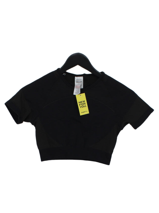 Gymshark Women's T-Shirt S Black Polyester with Elastane, Nylon